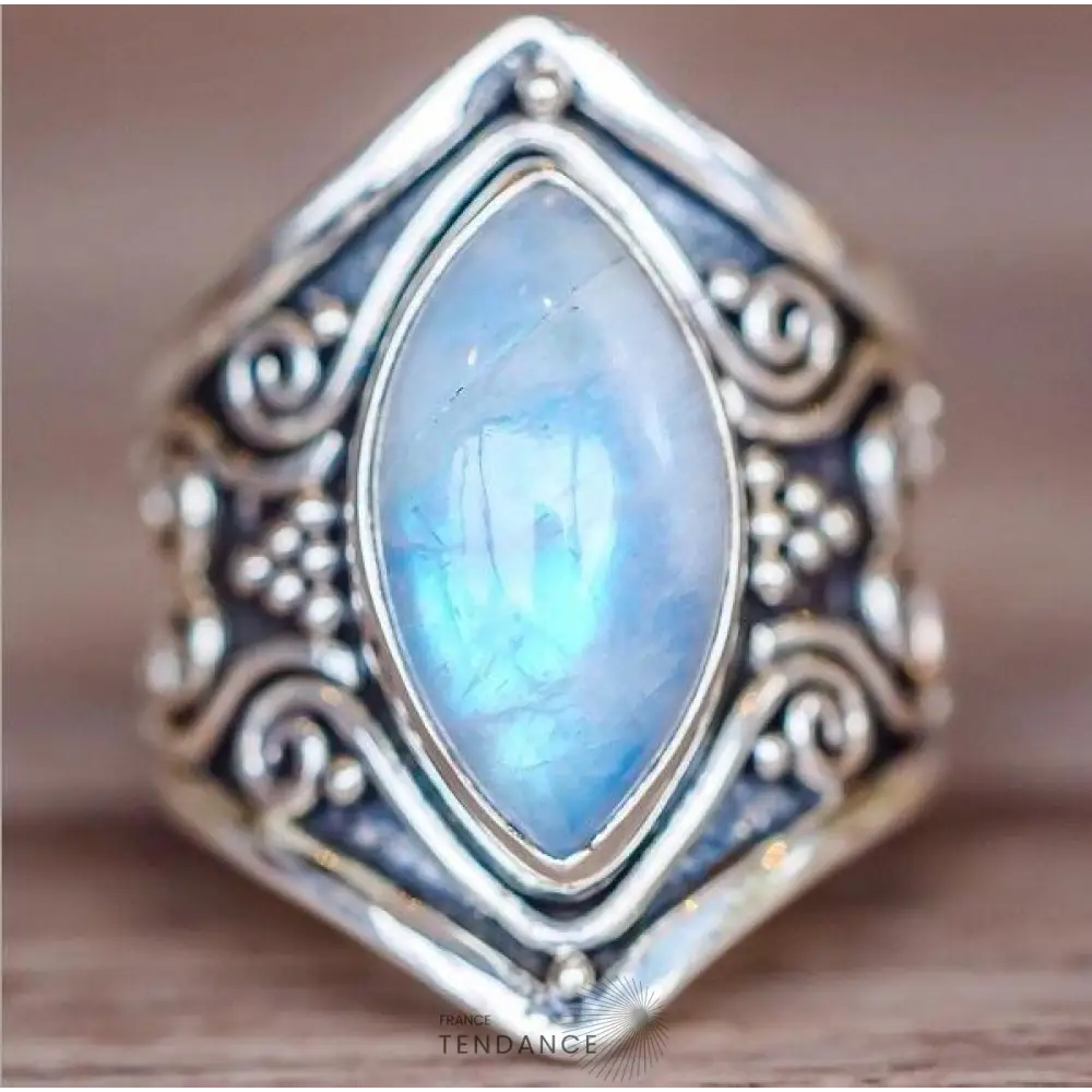Bague Pierre De Lune Vintage Argentée | France-Tendance