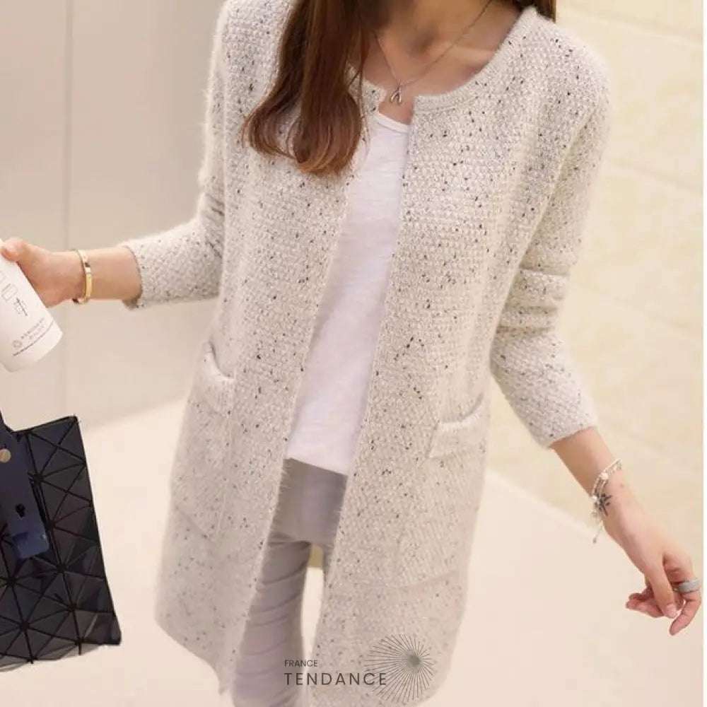 Long Cardigan à Encolure Dégagée | France-Tendance