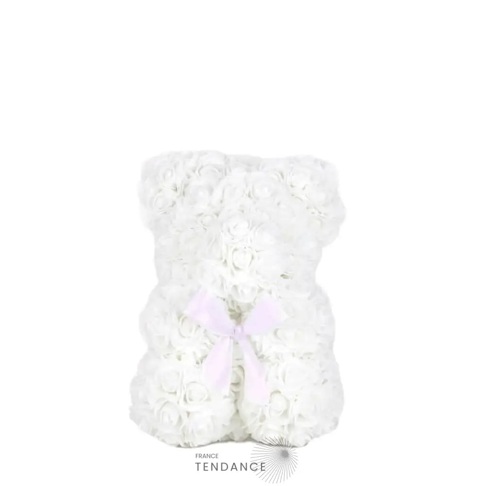 Ourson En Roses éternelles Blanc (25 Cm) | France-Tendance