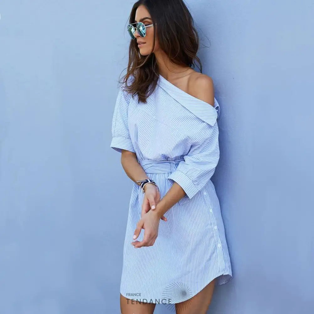 Robe Une épaule Manches Mi-longues | France-Tendance