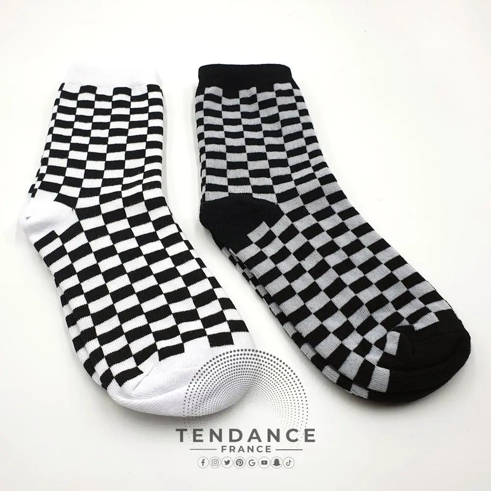 Chaussettes à Damier Style Coréen | France-Tendance