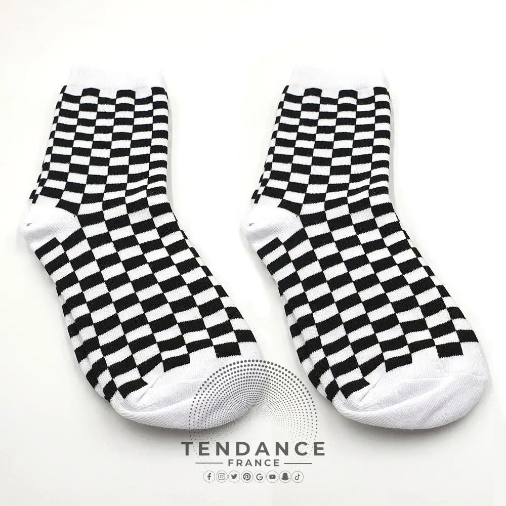 Chaussettes à Damier Style Coréen | France-Tendance