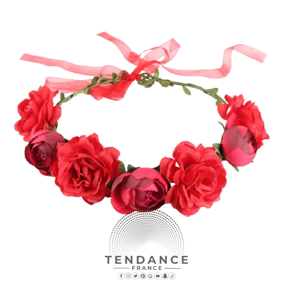 Couronne De Fleurs Rouge Cheveux | France-Tendance