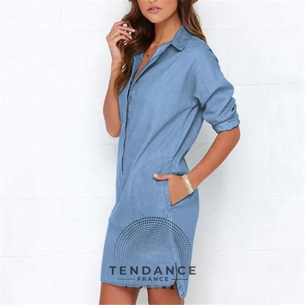 Robe Denim Manches Longues | France-Tendance