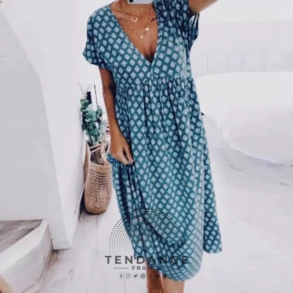 Robe Imprimée Col v | France-Tendance